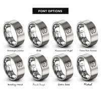 font options for inside engraving on gray oyster shell pearl rings