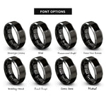 font options for inside engraving on black & silver oyster shucker rings