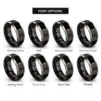 font options for inside engraving on black & silver oyster shucker rings