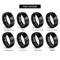 font options for inside engraving on black pacifier heart rings