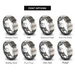 font options for inside engraving on gray pacifier heart rings