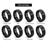 font options for inside engraving on black packraft top view rings