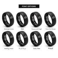 font options for inside engraving on black packraft top view rings