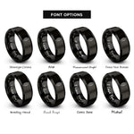 font options for inside engraving on black packraft top view rings
