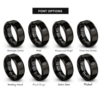 font options for inside engraving on black packraft top view rings