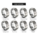 font options for inside engraving on silver packraft top view rings