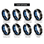 font options for inside engraving on black & blue & gray pad knobs rings