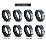 font options for inside engraving on black & blue & grey pad knobs rings