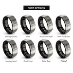 font options for inside engraving on black & silver pad knobs rings