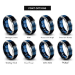 font options for inside engraving on blue & grey pad knobs rings