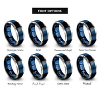 font options for inside engraving on blue & grey pad knobs rings