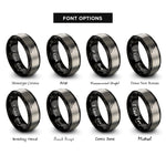 font options for inside engraving on black & grey paddle blades rings