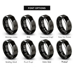 font options for inside engraving on black & gray paddle blades rings