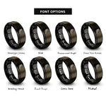 font options for inside engraving on gunmetal & black paddle blades rings