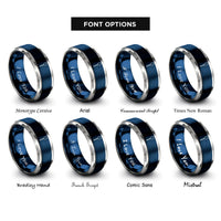 font options for inside engraving on blue & gray paddle rings