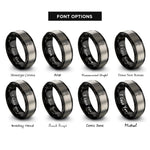 font options for inside engraving on black & grey paddle brush rings