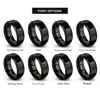 font options for inside engraving on black paddle brush rings