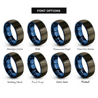 font options for inside engraving on gunmetal & blue paddle rings