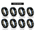 font options for inside engraving on gunmetal & blue paddle rings