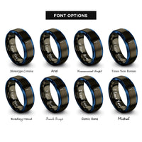 font options for inside engraving on gunmetal & blue paddle rings