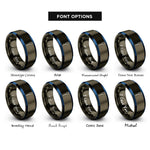 font options for inside engraving on gunmetal & blue paddle rings