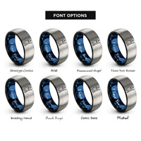 font options for inside engraving on black & blue & silver paddleboard paddle rings