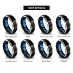 font options for inside engraving on black & blue & silver paddleboard paddle rings
