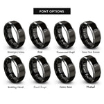 font options for inside engraving on black & silver paddleboard paddle rings