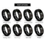 font options for inside engraving on black paddleboard paddle rings