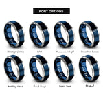 font options for inside engraving on blue & grey paddleboard paddle rings