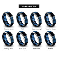 font options for inside engraving on blue & grey paddleboard paddle rings