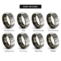 font options for inside engraving on gunmetal & grey paddleboard paddle rings