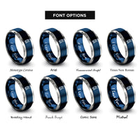 font options for inside engraving on blue & gray paddleboard sup rings