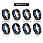 font options for inside engraving on black & blue & gray paddleboarder sup rings