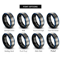 font options for inside engraving on black & blue & grey paddleboarder sup rings