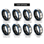 font options for inside engraving on black & blue & gray paddleboarder sup rings