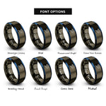 font options for inside engraving on gunmetal & blue padel ball racket rings