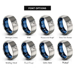 font options for inside engraving on blue & grey padel forehand rings