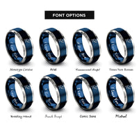 font options for inside engraving on blue & silver padel forehand rings