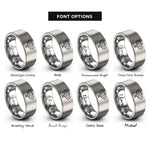 font options for inside engraving on silver padel racquets rings