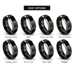 font options for inside engraving on black & silver padlock rings