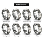 font options for inside engraving on silver padlock rings