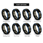 font options for inside engraving on gunmetal & blue padlock rings