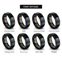 font options for inside engraving on gunmetal & blue padlock rings