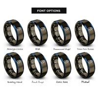 font options for inside engraving on gunmetal & blue padlock rings