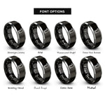 font options for inside engraving on black & silver page scroll rings