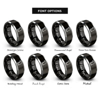 font options for inside engraving on black & silver page scroll rings