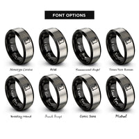 font options for inside engraving on black & grey page scroll rings