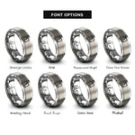 font options for inside engraving on silver page scroll rings