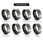 font options for inside engraving on black & silver pager rings